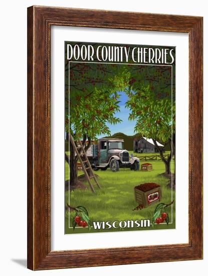 Door County, Wisconsin - Cherry Harvest-Lantern Press-Framed Art Print