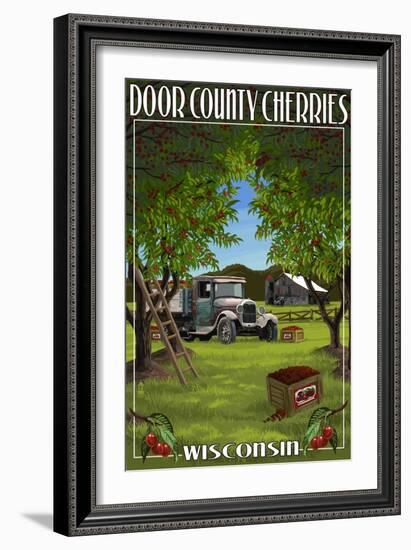 Door County, Wisconsin - Cherry Harvest-Lantern Press-Framed Art Print