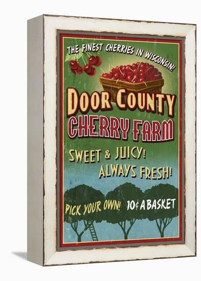 Door County, Wisconsin - Cherry-Lantern Press-Framed Stretched Canvas