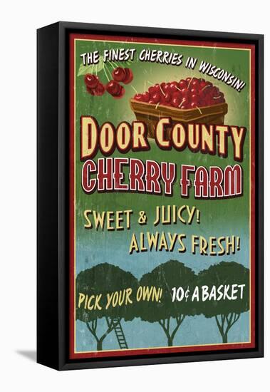 Door County, Wisconsin - Cherry-Lantern Press-Framed Stretched Canvas