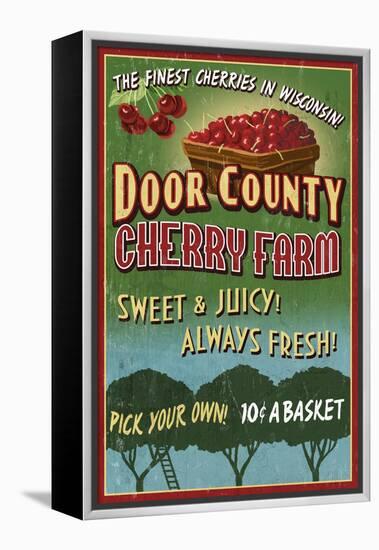 Door County, Wisconsin - Cherry-Lantern Press-Framed Stretched Canvas