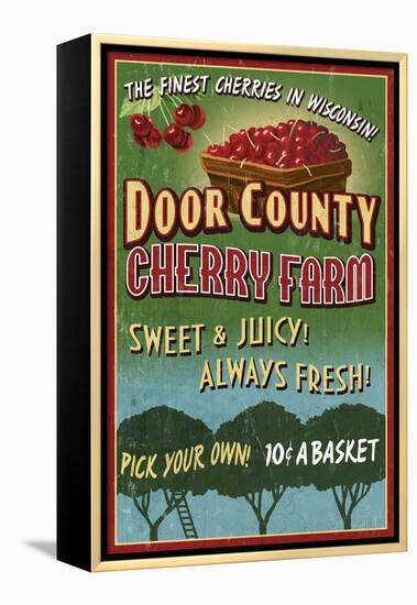 Door County, Wisconsin - Cherry-Lantern Press-Framed Stretched Canvas