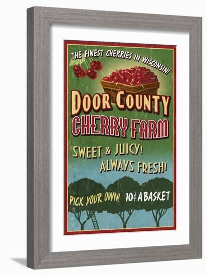 Door County, Wisconsin - Cherry-Lantern Press-Framed Premium Giclee Print