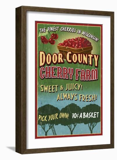 Door County, Wisconsin - Cherry-Lantern Press-Framed Art Print