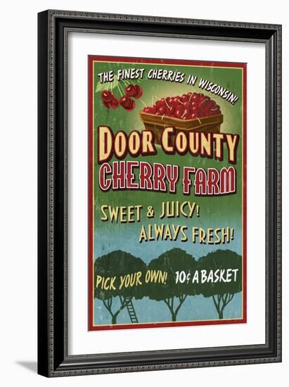 Door County, Wisconsin - Cherry-Lantern Press-Framed Art Print