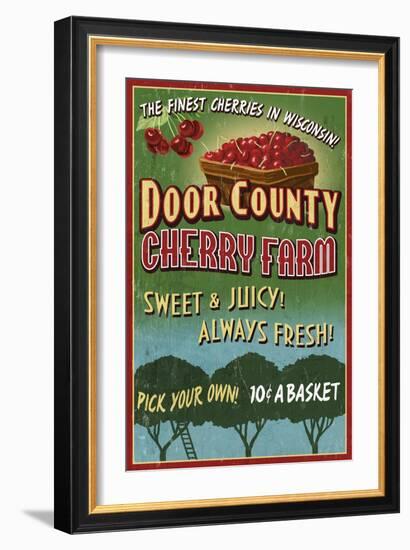 Door County, Wisconsin - Cherry-Lantern Press-Framed Art Print