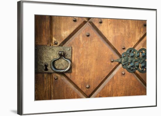 Door detail at Vikingsholm Castle, Emerald Bay State Park, Lake Tahoe, California, USA-Russ Bishop-Framed Premium Photographic Print