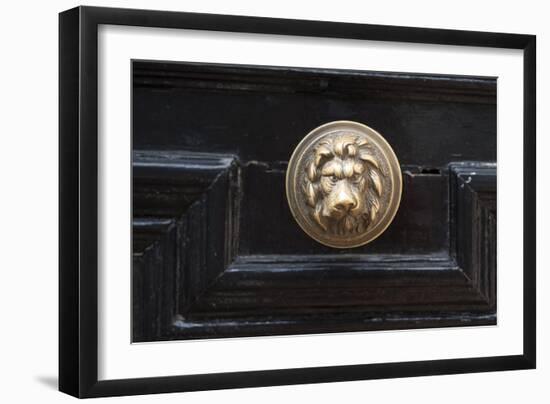 Door Handle on the Front of Residential Housing-Natalie Tepper-Framed Photo