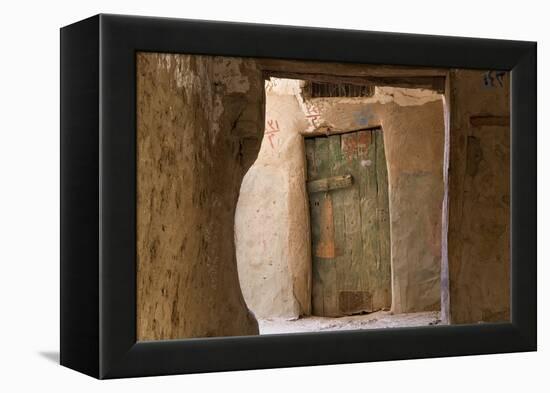 Door in Oasis Town of Al Qasr in Western Desert of Egypt with Old Town-Peter Adams-Framed Premier Image Canvas