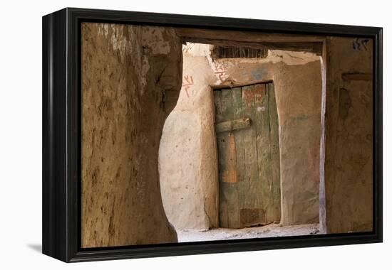 Door in Oasis Town of Al Qasr in Western Desert of Egypt with Old Town-Peter Adams-Framed Premier Image Canvas