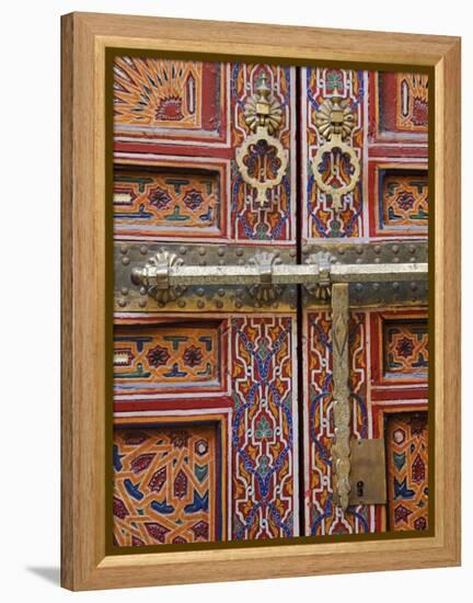 Door in the Old Medina of Fes, Morocco-Julian Love-Framed Premier Image Canvas