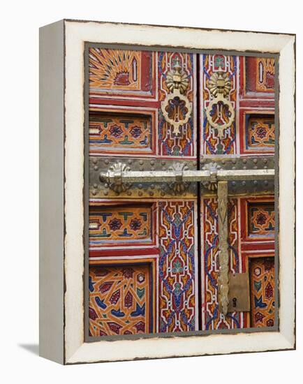 Door in the Old Medina of Fes, Morocco-Julian Love-Framed Premier Image Canvas