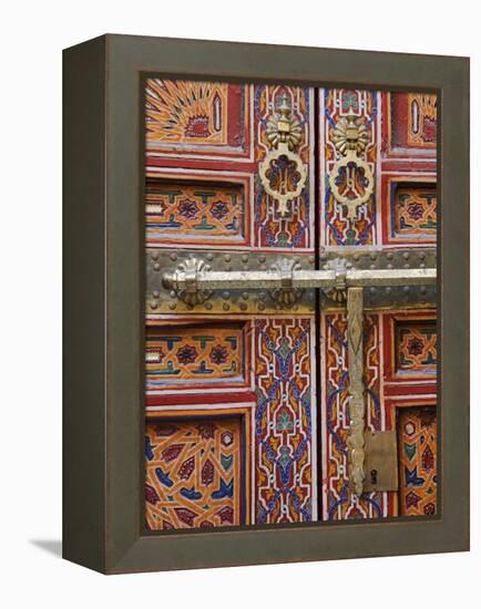 Door in the Old Medina of Fes, Morocco-Julian Love-Framed Premier Image Canvas