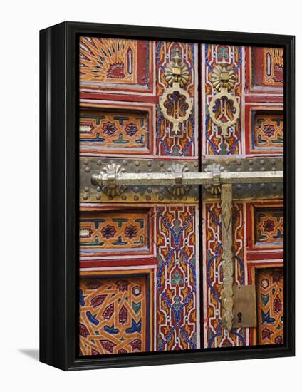 Door in the Old Medina of Fes, Morocco-Julian Love-Framed Premier Image Canvas