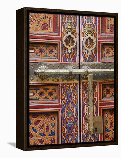 Door in the Old Medina of Fes, Morocco-Julian Love-Framed Premier Image Canvas