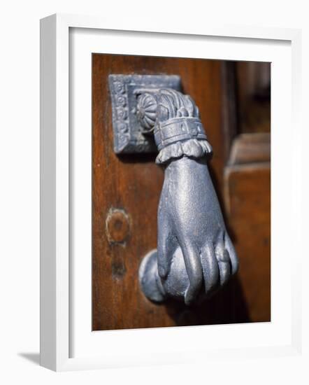 Door Knocker on a House in the Small Hill Top Village of Briones-John Warburton-lee-Framed Photographic Print