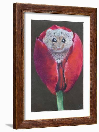 Door Mouse in Tulip, 2022 (Pastel)-Margo Starkey-Framed Giclee Print