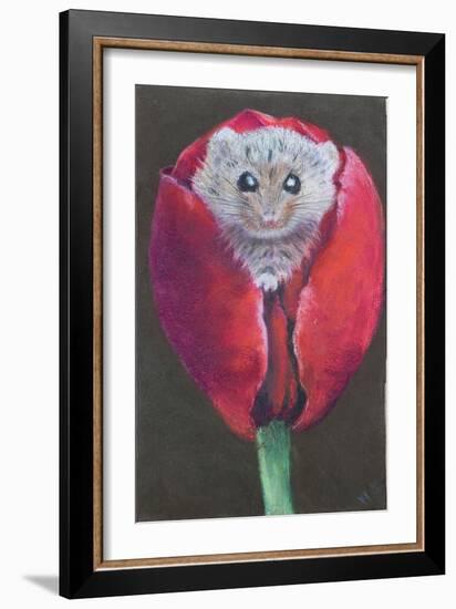 Door Mouse in Tulip, 2022 (Pastel)-Margo Starkey-Framed Giclee Print