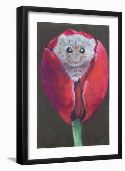 Door Mouse in Tulip, 2022 (Pastel)-Margo Starkey-Framed Giclee Print