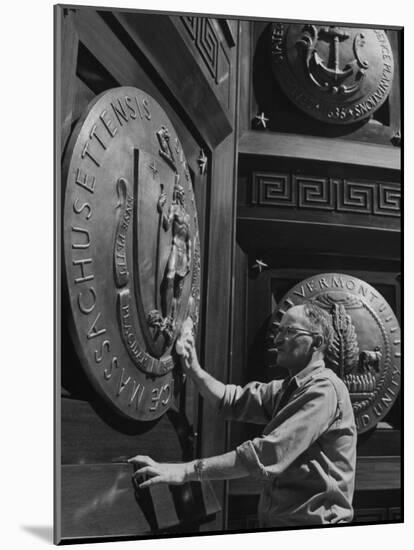 Door of Federal Reserve Bank with Seals of the 6 New England States-Allan Grant-Mounted Photographic Print