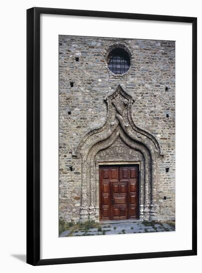 Door of the Church of St Martin, Arnad, Valle D'Aosta, Italy-null-Framed Giclee Print