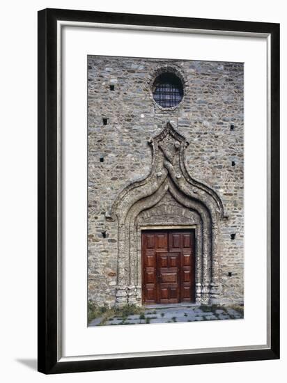 Door of the Church of St Martin, Arnad, Valle D'Aosta, Italy-null-Framed Giclee Print