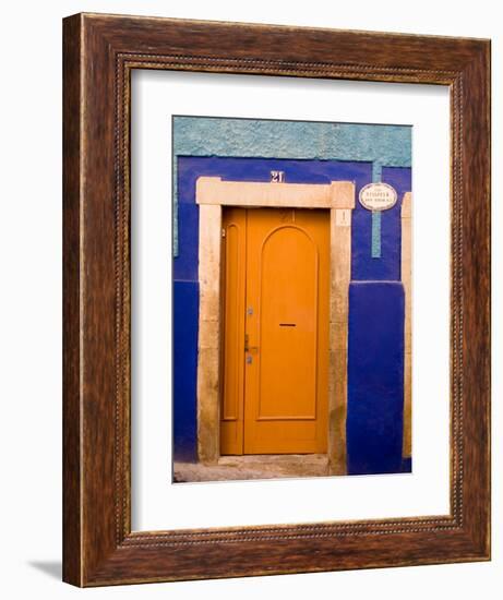 Door on Colorful Blue House, Guanajuato, Mexico-Julie Eggers-Framed Photographic Print