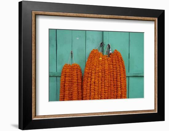 Door, Padlock and Flower Garlands, Kolkata (Calcutta), West Bengal, India, Asia-Bruno Morandi-Framed Photographic Print