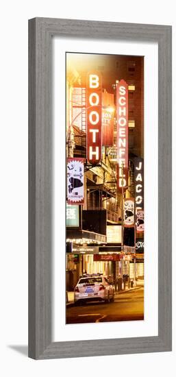 Door Posters - The Booth Theatre at Broadway - Urban Street Scene by Night with a NYPD Police Car-Philippe Hugonnard-Framed Photographic Print