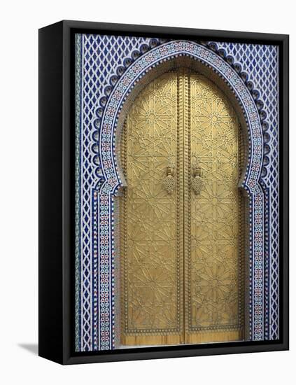 Door, Royal Palace Gates, Fez, Morocco, North Africa, Africa-Vincenzo Lombardo-Framed Premier Image Canvas