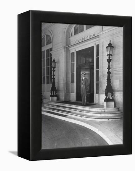Doorman at the Entrance to Exelsior Hotel-Dmitri Kessel-Framed Premier Image Canvas