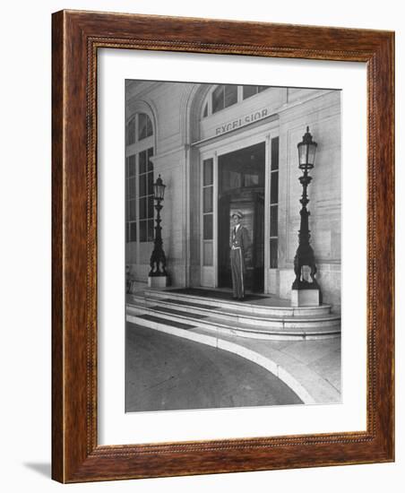 Doorman at the Entrance to Exelsior Hotel-Dmitri Kessel-Framed Photographic Print