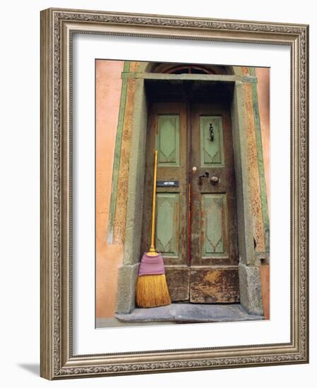 Doors and Broom, Ardez, Switzerland, Europe-John Miller-Framed Photographic Print