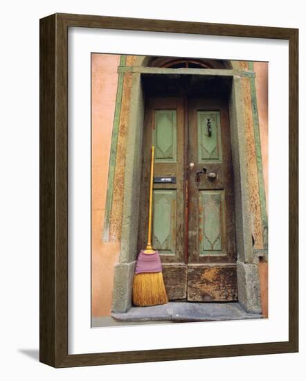 Doors and Broom, Ardez, Switzerland, Europe-John Miller-Framed Photographic Print