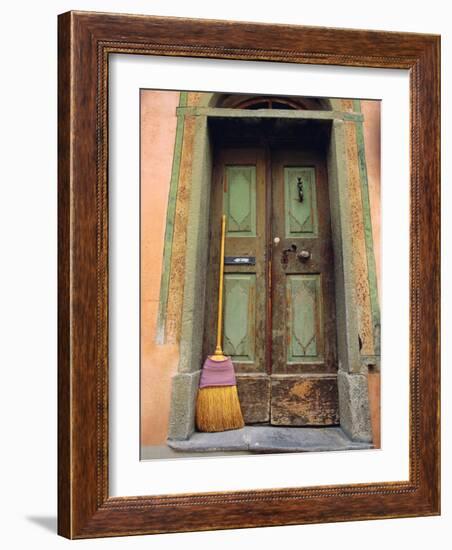 Doors and Broom, Ardez, Switzerland, Europe-John Miller-Framed Photographic Print