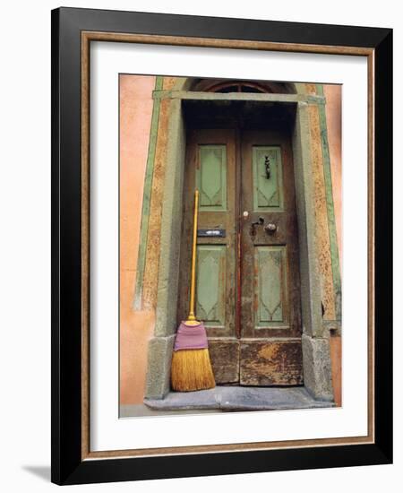 Doors and Broom, Ardez, Switzerland, Europe-John Miller-Framed Photographic Print