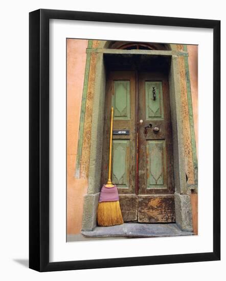 Doors and Broom, Ardez, Switzerland, Europe-John Miller-Framed Photographic Print