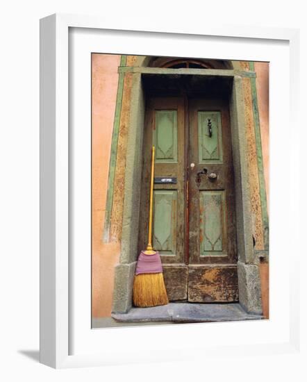 Doors and Broom, Ardez, Switzerland, Europe-John Miller-Framed Photographic Print