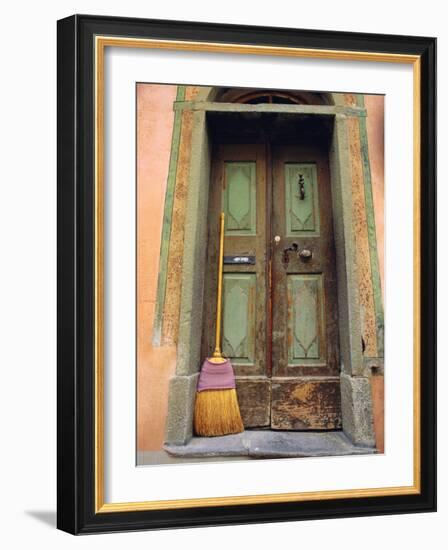 Doors and Broom, Ardez, Switzerland, Europe-John Miller-Framed Photographic Print