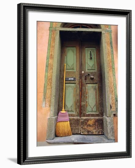 Doors and Broom, Ardez, Switzerland, Europe-John Miller-Framed Photographic Print