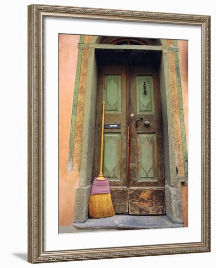 Doors and Broom, Ardez, Switzerland, Europe-John Miller-Framed Photographic Print