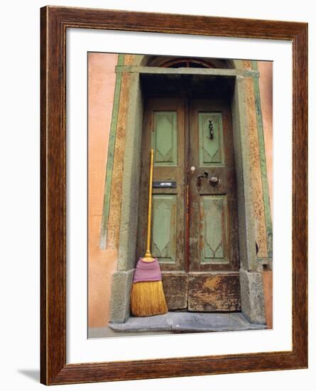 Doors and Broom, Ardez, Switzerland, Europe-John Miller-Framed Photographic Print