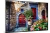 Doors And Flowers in Civita Di Bagnoregio-George Oze-Mounted Photographic Print