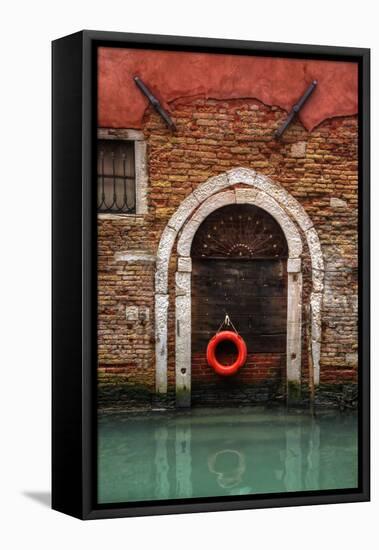 Doorway Along Canal with Safety Buoy Venice, Italy-Darrell Gulin-Framed Premier Image Canvas