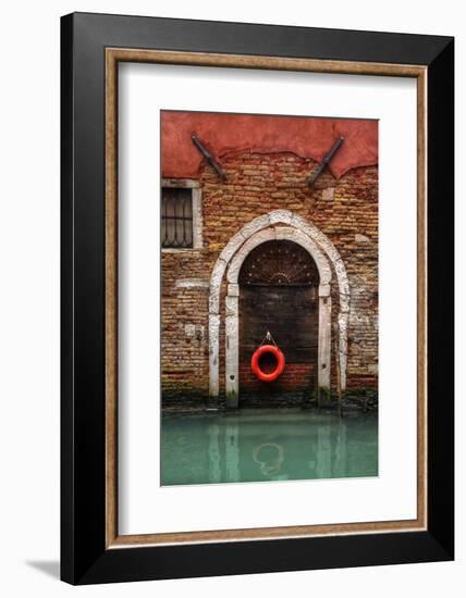 Doorway Along Canal with Safety Buoy Venice, Italy-Darrell Gulin-Framed Photographic Print