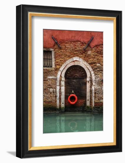 Doorway Along Canal with Safety Buoy Venice, Italy-Darrell Gulin-Framed Photographic Print