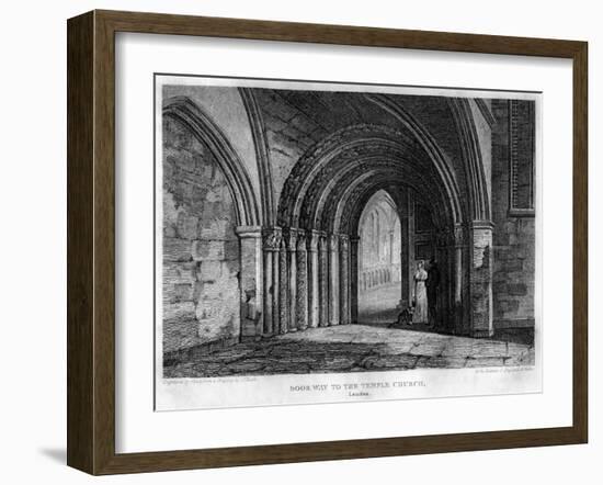 Doorway to the Temple Church, London, 1815-J Shury-Framed Giclee Print