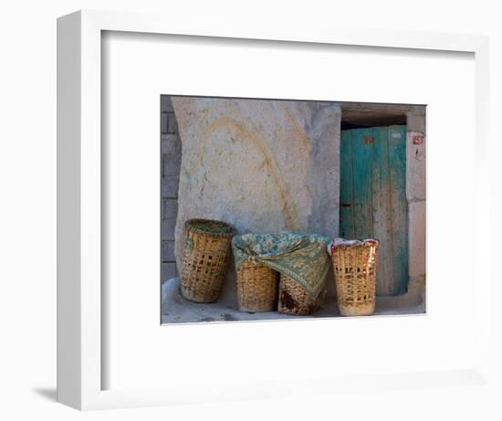 Doorway with Basket of Grapes, Village in Cappadoccia, Turkey-Darrell Gulin-Framed Photographic Print