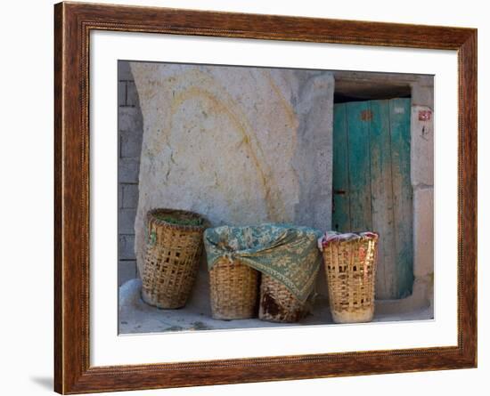 Doorway with Basket of Grapes, Village in Cappadoccia, Turkey-Darrell Gulin-Framed Photographic Print