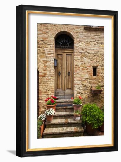 Doorway with Flowers, Pienza, Tuscany, Italy-Terry Eggers-Framed Photographic Print